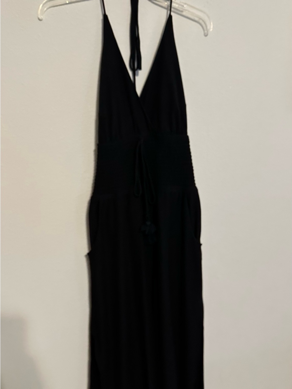 Venus Black halter jumpsuit with Smocked Waist